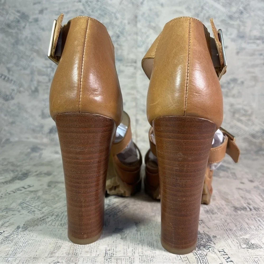 JJ Heitor Leather Platform Pumps Made in Portugal Block Heel Shoes